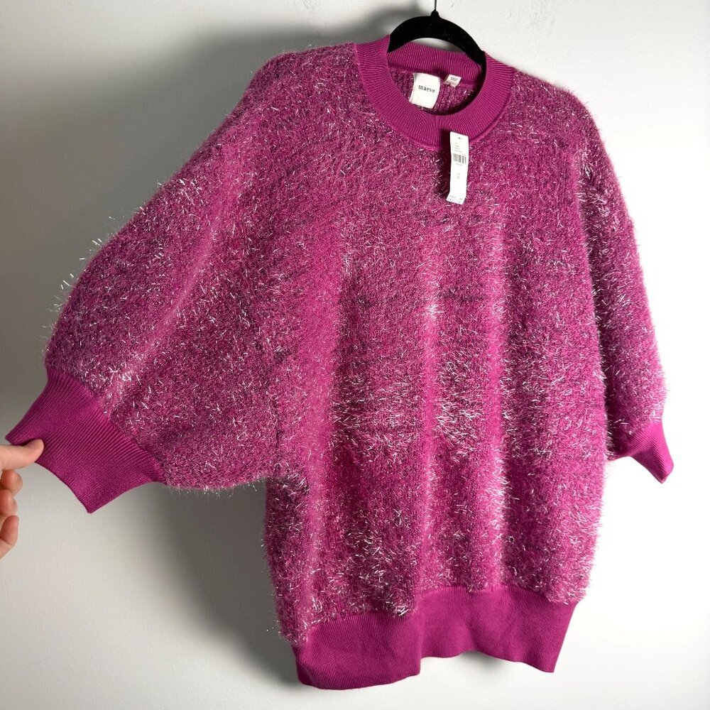 Anthropologie Maeve NWT Violetta Short Sleeve Open Back Sweater Pink Tinsel XL - Picture 4 of 12